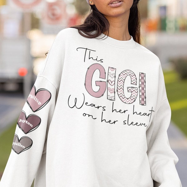 This Gigi wears her heart on her sleeve, Valentine's day, Mother's day, doodle hearts, Sublimation, Design Digital download, Shirt, PNG