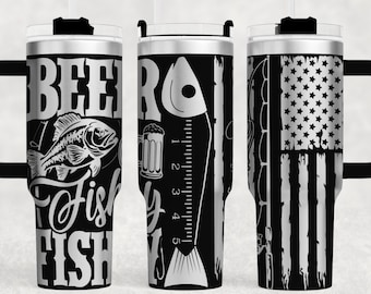 Bier fischige fischige Laser gravierte Herren Angeln digitales Design, 40 Unzen Laser Tumbler Wrap, Herren Laser Tumbler Design, Vatertag, SVG-Datei