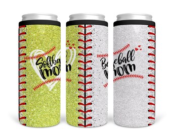 softball baseball mom skinny metal can holder  sublimation design digital download PNG seamless