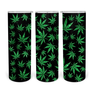 20 oz Skinny Tumbler Sublimation Design Template Descargar PNG DIGITAL Glitter Cannabis descarga perfecta 20oz wrap weed pot leaf