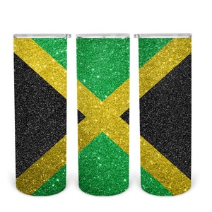 20 oz Skinny Tumbler Sublimation Design Template Download PNG DIGITAL Jamaican Flag glitter  download Seamless wrap 20oz