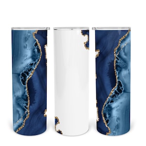 20 oz Skinny Tumbler Sublimation Design Template Download PNG DIGITAL Navy agate