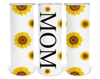 Sunflower mom 20 oz Skinny Tumbler Sublimation Design Template Scarica PNG DIGITAL download Seamless wrap 20oz mamma festa della mamma