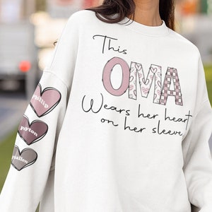 Esta Oma lleva su corazón en la manga, Día de San Valentín, Día de la Madre, Corazones garabatos, Sublimación, Diseño Descarga digital, Camisa, PNG