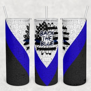 20 oz Skinny Tumbler Sublimation Design Template Download PNG DIGITAL Back the blue, police wife, sunflower, crackle seamless 20oz wrap