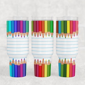Teacher 40oz Tumbler wrap, colored pencil notebook paper wrap, teacher appreciation, Sublimation Design Template Download PNG DIGITAL 40 oz