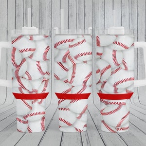 Seamless 3 piece baseball wrap, middle piece included, 40 oz Tumbler wrap handle, Sublimation Design, Template Download PNG DIGITAL, 40oz