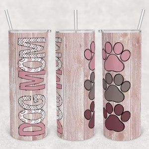 Dog mom doodle paws add names and hearts, Mother&#39;s day, 20 oz Skinny Tumbler Sublimation Design Template Download PNG DIGITAL 20oz wrap
