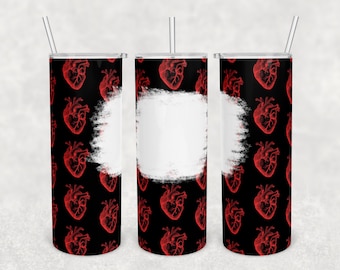 20 oz Skinny Tumbler Sublimation Design Template Download PNG DIGITAL heart warrior CHD Seamless wrap 20oz anatomic heart