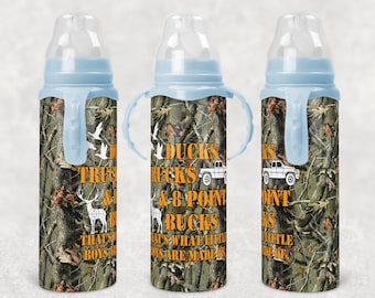 Ducks trucks and bucks camo baby bottle sublimation tumbler design digital download PNG wrap