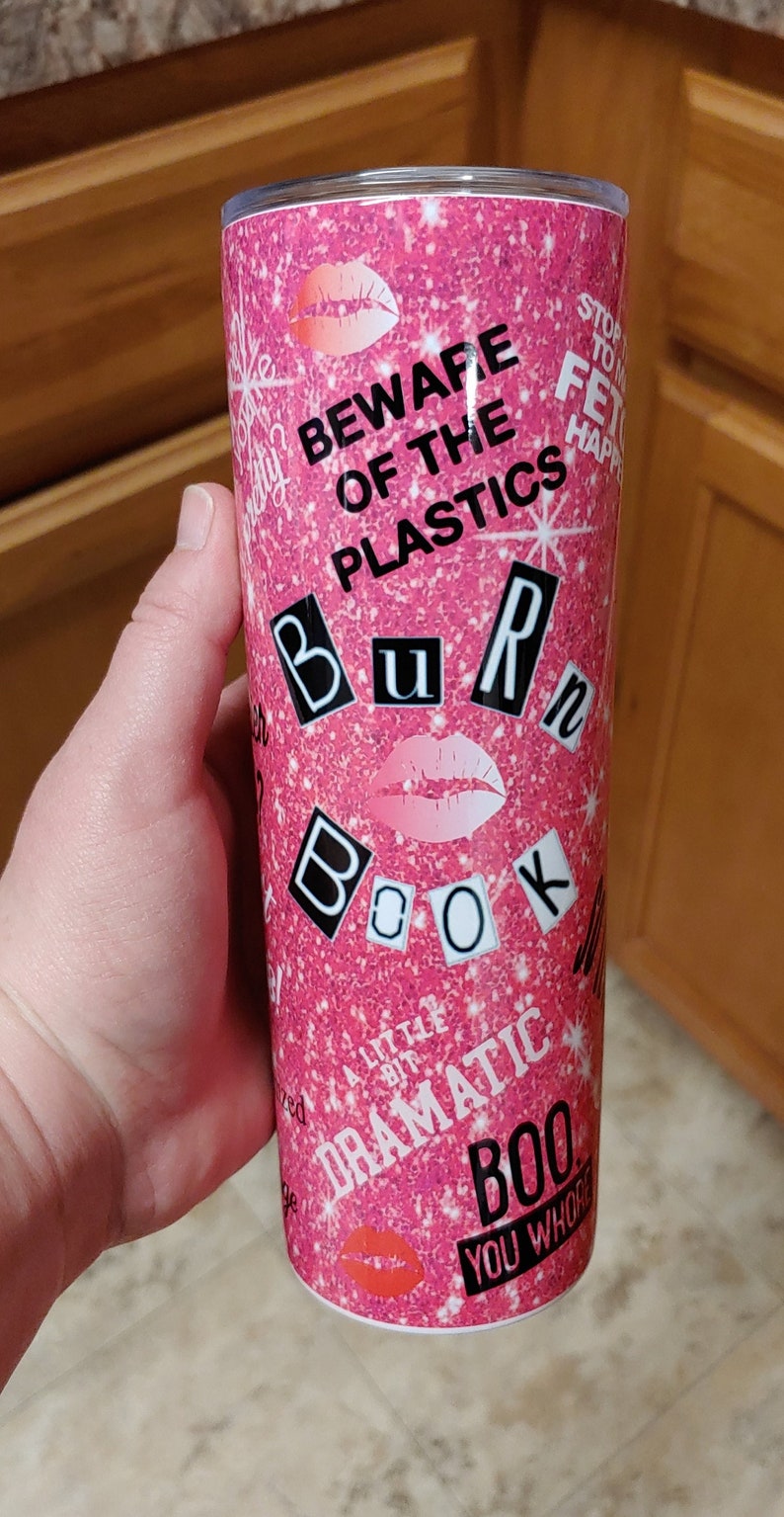 Glitter Burn Book 20 oz Skinny Tumbler Sublimation Design Etsy