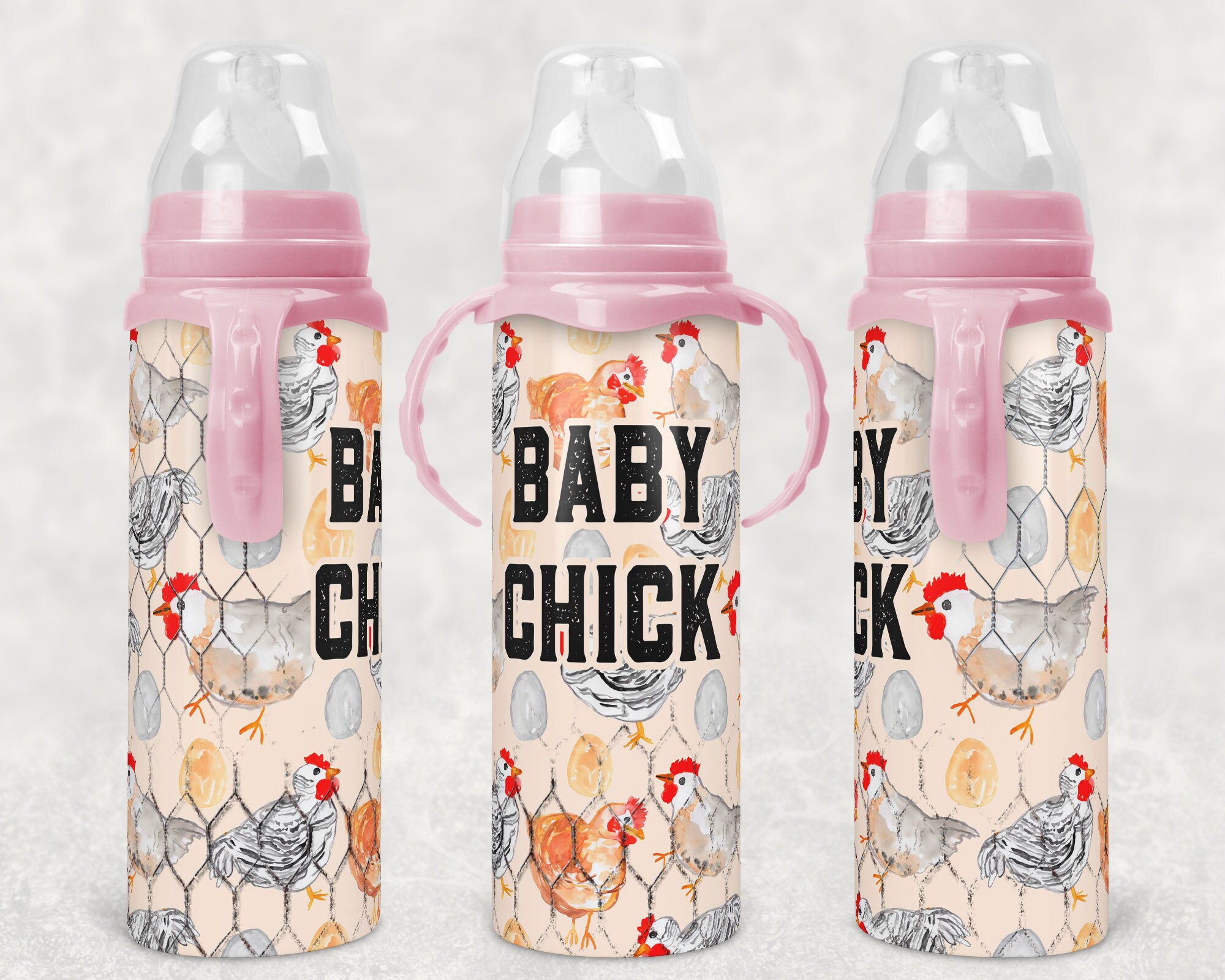 Baby chick baby bottle sublimation tumbler design digital download PNG wrap