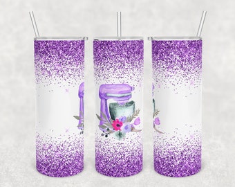 20 oz Skinny Tumbler Sublimation Design Template Download PNG DIGITAL Baking mixer cookie glitter seamless 20oz wrap