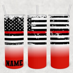 Distressed flag thin red line firefighter fire wife 20 oz Skinny Tumbler Sublimation Design Download PNG DIGITAL Seamless wrap 20oz