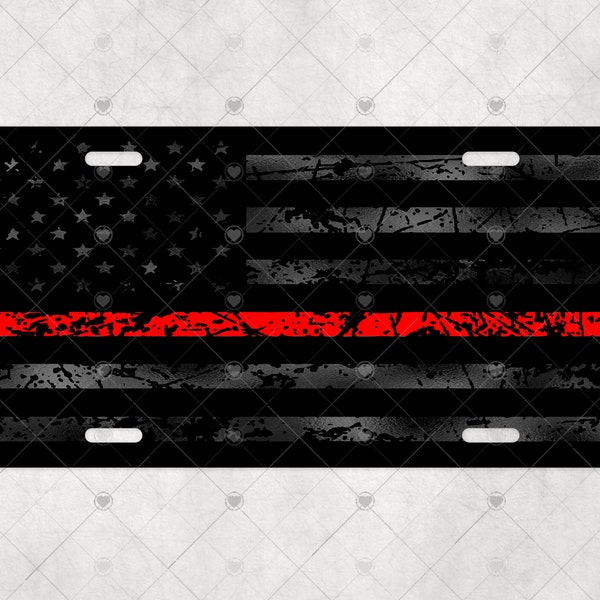 Matte black thin red line distressed American flag sublimation license plate, tag, car assecories, auto tag, design, digital download