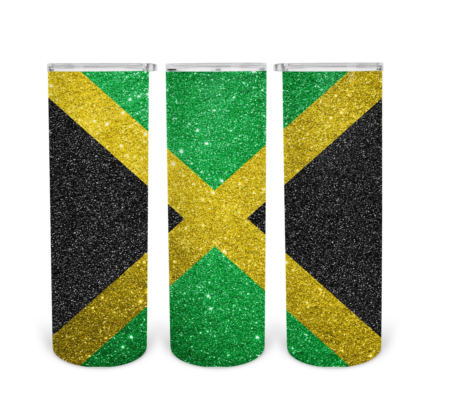 Jamaican Flag glitter 20 oz Skinny Tumbler Sublimation Design Etsy