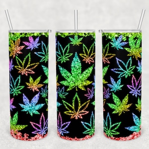 20 oz Skinny Tumbler Sublimation Design Vorlage Download PNG DIGITAL distressed bunte Unkraut Kanne Cannabis Marihuana Blatt 20oz