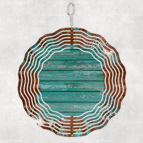 Teal wood, patina, cow, leopard, wind spinner, home decorations, hanging wind spinner, sublimation Design Template digital Download PNG