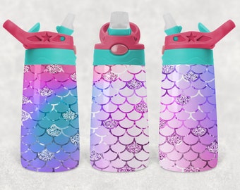 Mermaid kid flip top tumbler straight and tapered sublimation design digital download PNG
