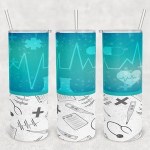 Ecg Heartbeat Er Nurse 20 Oz Skinny Tumbler With Straw, Student