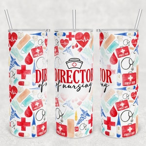 Director of nursing, medical background, 20 oz Skinny Tumbler Sublimation Design Template Download PNG DIGITAL seamless 20oz