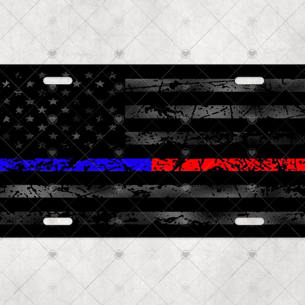 Matte black thin red blue line distressed American flag sublimation license plate, tag, car assecories, auto tag, design, digital download