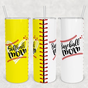 Plantilla de diseño de sublimación de vaso flaco de 20 oz Descargar PNG DIGITAL Softbol Béisbol mamá sin costuras envoltura de 20 oz
