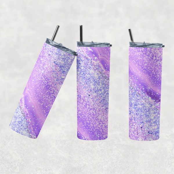 20 oz Skinny Tumbler Sublimation Design Template Download PNG DIGITAL purple glitter milky way 20oz wrap seamless