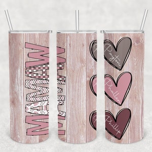 Mamaw doodle hearts add names and hearts, Mother&#39;s day, 20 oz Skinny Tumbler Sublimation Design Template Download PNG DIGITAL 20oz wrap