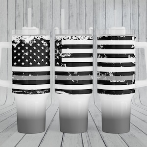Thin grey line flag, law enforcement, back the blue wrap, 40 oz Tumbler wrap handle, Sublimation Design, Template Download PNG DIGITAL, 40oz