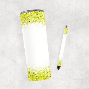 Yellow glitter bleach Pen Wrap and Tumbler Design SET, Epoxy Pen Wraps, PNG, Instant digital download sublimation, waterslide