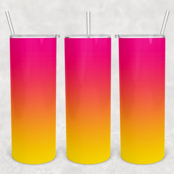 20 oz Skinny Tumbler Sublimation Design Template Download PNG DIGITAL Pink orange yellow ombre background  download Seamless wrap 20oz