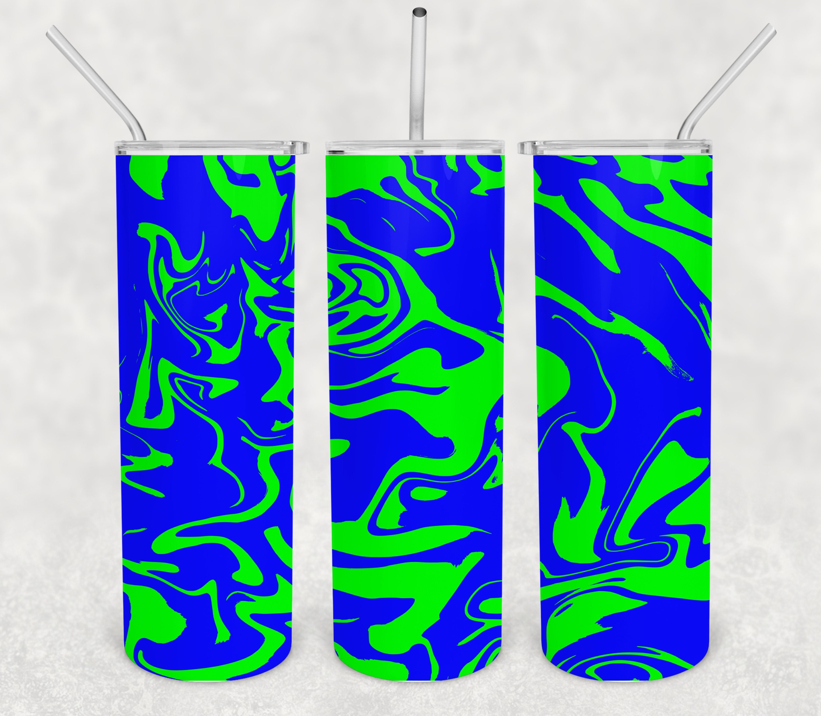 20 oz Skinny Tumbler Sublimation Design Template Download PNG DIGITAL Green and blue swirl hydro dip  download 20oz wrap