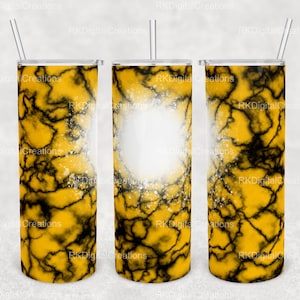 20 oz Skinny Tumbler Sublimation Design Template Download PNG DIGITAL black and yellow, school colors, add logo, lightning, wrap 20oz