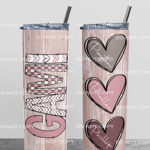 Gami doodle hearts add names and hearts, Mother&#39;s day, 20 oz Skinny Tumbler Sublimation Design Template Download PNG DIGITAL 20oz wrap