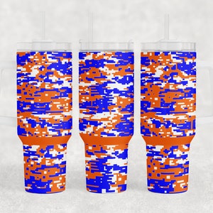 Camo 40oz Becher wrap, digital camo, orange blau Camouflage, Griff Sublimation Design Vorlage Download PNG DIGITAL