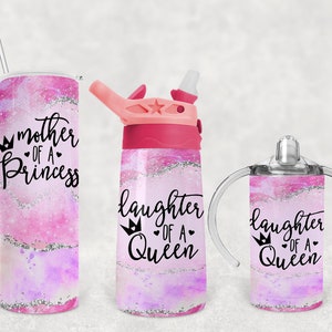 madre de una princesa hija de una reina vaso rosa sippy madre hija Skinny Tumbler Diseño de sublimación Descargar PNG DIGITAL 20oz