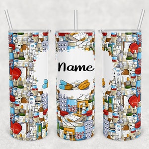 20 oz Skinny Tumbler Sublimation Design Template Download PNG DIGITAL Apotheker Bleichmittel Medizin rx nahtlos 20oz Apotheke