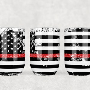 Straight Wine Tumbler CUT LINES included Sublimation Design Template Download PNG Digital thin red line, firefighter wife, seamless wrap