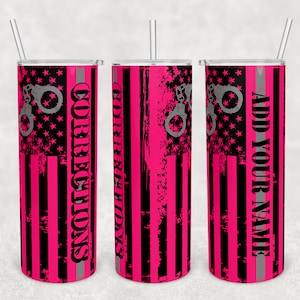 20 oz Skinny Tumbler Sublimation Design Template Download PNG DIGITAL pink Corrections distressed flag seamless wrap thin grey line gray