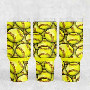 Seamless 3 piece softball wrap, middle piece included, 40 oz Tumbler wrap handle, Sublimation Design, Template Download PNG DIGITAL, 40oz