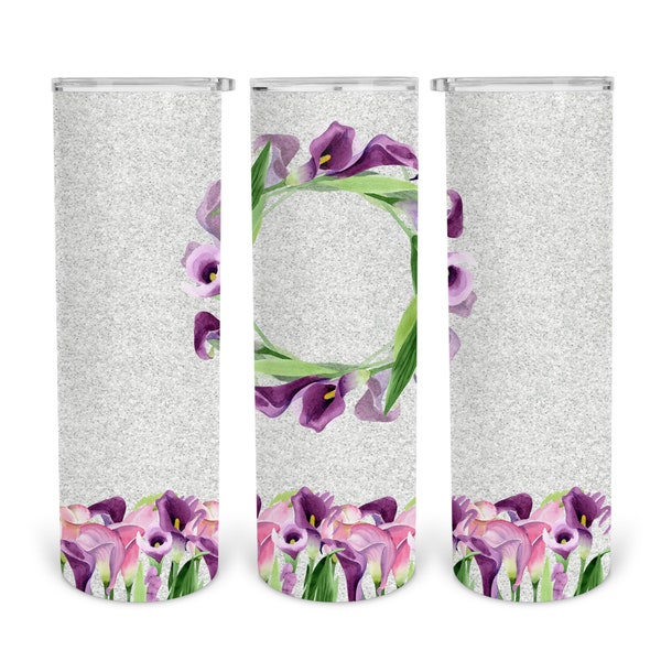 20 oz Skinny Tumbler Sublimation Design Template Download PNG DIGITAL Calla Lily lilies personalize   download 20oz wrap seamless