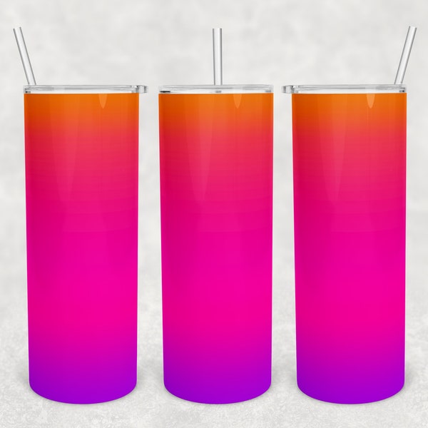 20 oz Skinny Tumbler Sublimation Design Template Download PNG DIGITAL Orange Pink and Purple ombre background  download Seamless wrap 20oz