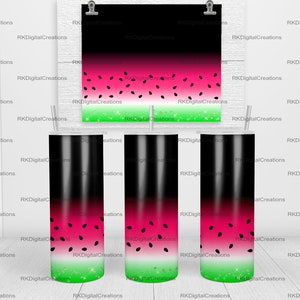 Watermelon ombre seeds glitter seamless 20oz wrap 20 oz Skinny Tumbler Sublimation Design Template Download PNG DIGITAL add your own text