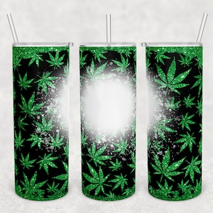 20 oz Skinny Tumbler Sublimation Design Template Download PNG DIGITAL distressed bleach Glitter Cannabis seamless 20oz wrap weed pot leaf