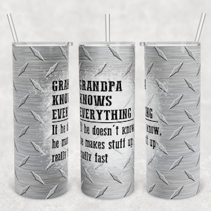 20 oz Skinny Tumbler Sublimation Design Template Download PNG DIGITAL grandpa knows everything wrap Fathers day picture frame