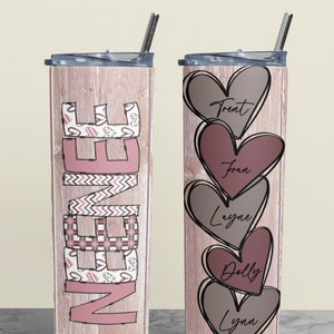Neenee doodle hearts add names and hearts, Mother&#39;s day, 20 oz Skinny Tumbler Sublimation Design Template Download PNG DIGITAL 20oz wrap