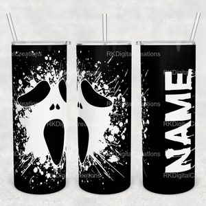 20 oz Skinny Tumbler Sublimation Design Template Download PNG DIGITAL Halloween scary face seamless add name, glow in the dark