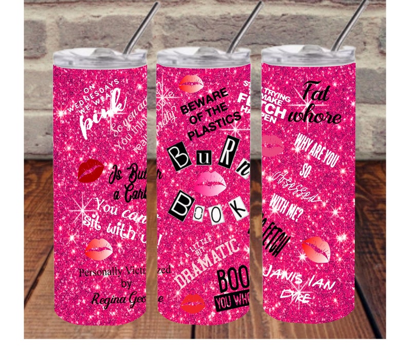 Glitter Burn Book 20 oz Skinny Tumbler Sublimation Design Etsy