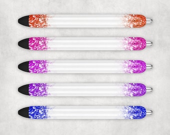 Glitter bleach Pen Wrap Design SET, Epoxy Pen Wraps, PNG, Instant digital download sublimation, waterslide